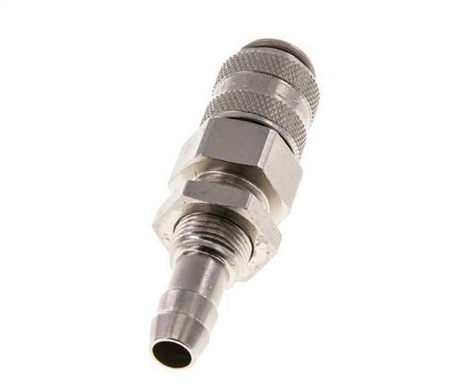 Nickel-plated Brass DN 5 Air Coupling Socket 8 mm Hose Pillar Bulkhead