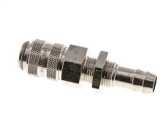 Nickel-plated Brass DN 5 Air Coupling Socket 9 mm Hose Pillar Bulkhead