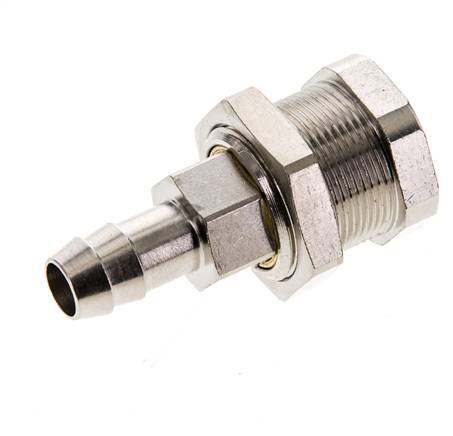 Nickel-plated Brass DN 5 Air Coupling Socket 9 mm Hose Pillar Bulkhead Pull-Off