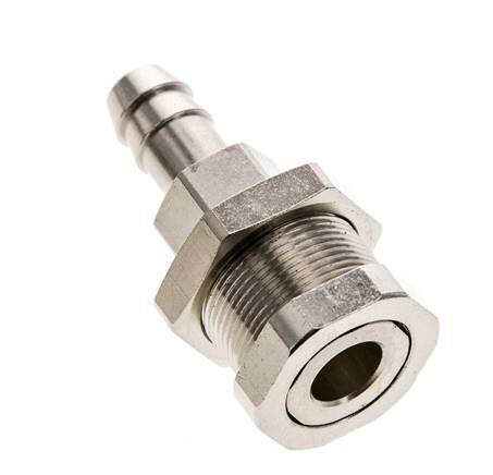 Nickel-plated Brass DN 5 Air Coupling Socket 9 mm Hose Pillar Bulkhead Pull-Off