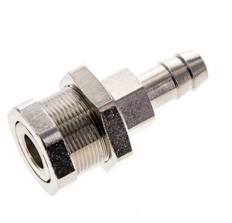 Nickel-plated Brass DN 5 Air Coupling Socket 9 mm Hose Pillar Bulkhead Pull-Off