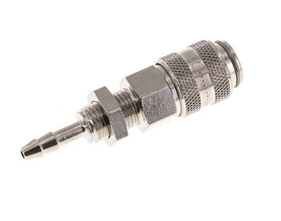Nickel-plated Brass DN 5 Air Coupling Socket 4 mm Hose Pillar Bulkhead Double Shut-Off