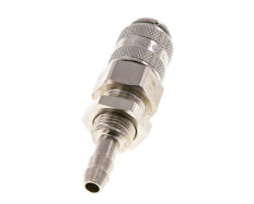 Nickel-plated Brass DN 5 Air Coupling Socket 6 mm Hose Pillar Bulkhead Double Shut-Off