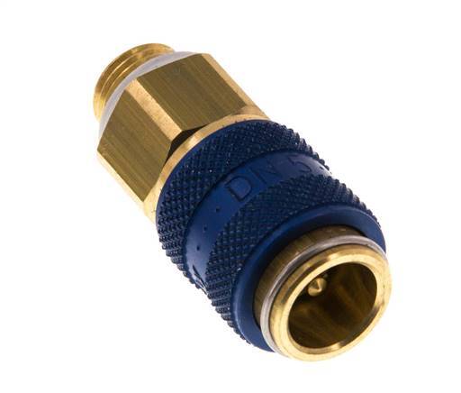 Brass DN 5 Blue Air Coupling Socket G 1/8 inch Male Double Shut-Off