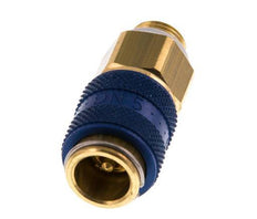 Brass DN 5 Blue Air Coupling Socket G 1/8 inch Male Double Shut-Off
