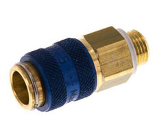 Brass DN 5 Blue Air Coupling Socket G 1/8 inch Male Double Shut-Off