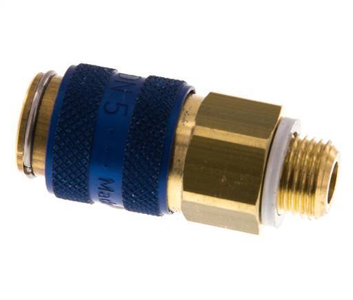 Brass DN 5 Blue Air Coupling Socket G 1/8 inch Male Double Shut-Off