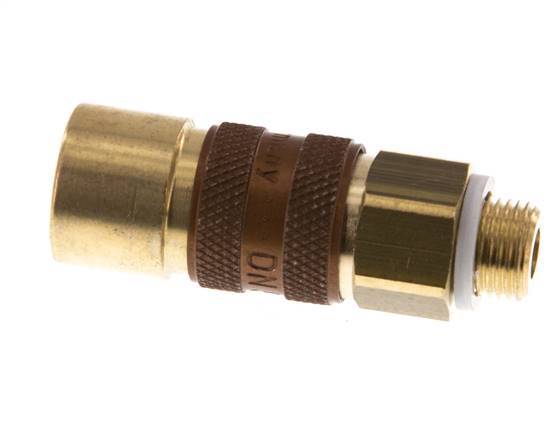 Brass DN 5 Brown-Coded Air Coupling Socket G 1/8 inch Male