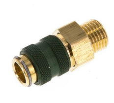 Brass DN 5 Green Air Coupling Socket G 1/4 inch Male Double Shut-Off