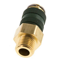 Brass DN 5 Green Air Coupling Socket G 1/4 inch Male Double Shut-Off