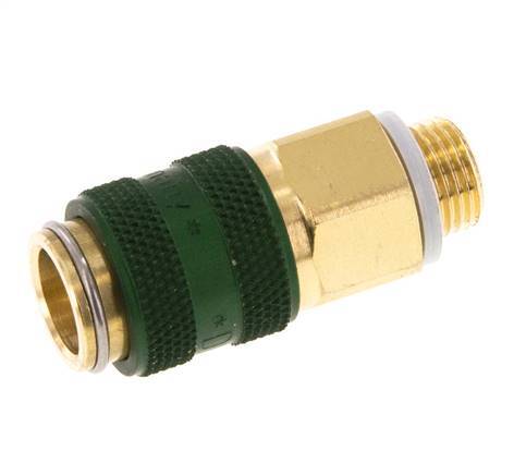Brass DN 5 Green Air Coupling Socket G 1/8 inch Male Double Shut-Off