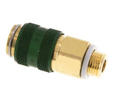 Brass DN 5 Green Air Coupling Socket G 1/8 inch Male Double Shut-Off
