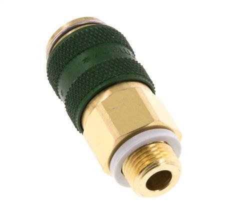 Brass DN 5 Green Air Coupling Socket G 1/8 inch Male Double Shut-Off