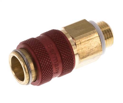 Brass DN 5 Red Air Coupling Socket G 1/8 inch Male Double Shut-Off