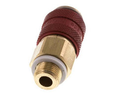 Brass DN 5 Red Air Coupling Socket G 1/8 inch Male Double Shut-Off