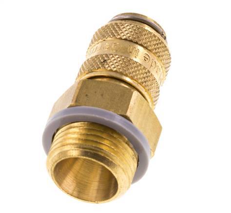 Brass DN 5 Air Coupling Socket G 3/8 inch Male Double Shut-Off