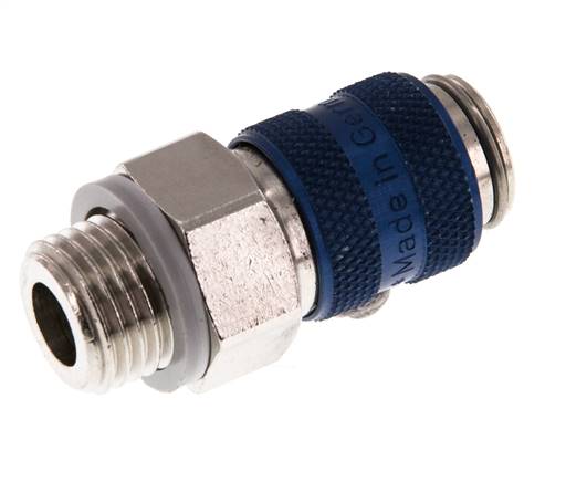 Latón niquelado DN 5 Acoplamiento de aire azul Enchufe G 1/4 pulg Macho