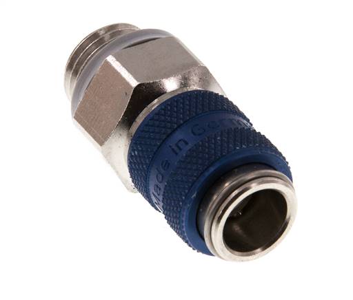 Latón niquelado DN 5 Acoplamiento de aire azul Enchufe G 1/4 pulg Macho