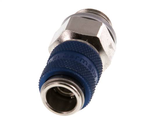 Latón niquelado DN 5 Acoplamiento de aire azul Enchufe G 1/4 pulg Macho
