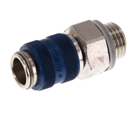 Latón niquelado DN 5 Acoplamiento de aire azul Enchufe G 1/4 pulg Macho