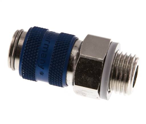 Latón niquelado DN 5 Acoplamiento de aire azul Enchufe G 1/4 pulg Macho