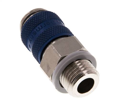 Latón niquelado DN 5 Acoplamiento de aire azul Enchufe G 1/4 pulg Macho