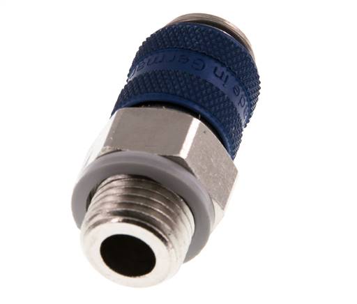 Latón niquelado DN 5 Acoplamiento de aire azul Enchufe G 1/4 pulg Macho