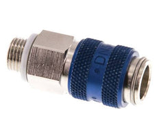 Nickel-plated Brass DN 5 Blue Air Coupling Socket G 1/8 inch Male Double Shut-Off