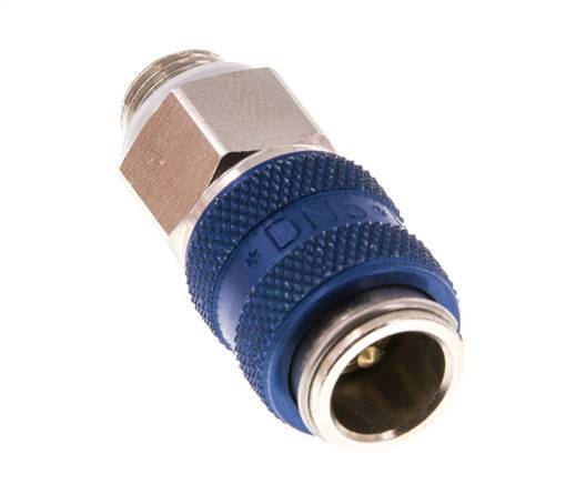 Nickel-plated Brass DN 5 Blue Air Coupling Socket G 1/8 inch Male Double Shut-Off