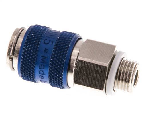 Nickel-plated Brass DN 5 Blue Air Coupling Socket G 1/8 inch Male Double Shut-Off