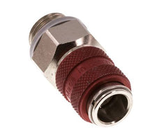 Latón niquelado DN 5 Rojo Acoplamiento de aire Enchufe G 1/4 pulgada Macho