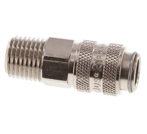 Nickel-plated Brass DN 5 Air Coupling Socket 1/4 inch Male NPT Double Shut-Off