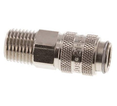 Nickel-plated Brass DN 5 Air Coupling Socket 1/4 inch Male NPT Double Shut-Off