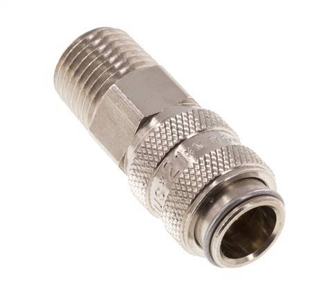 Nickel-plated Brass DN 5 Air Coupling Socket 1/4 inch Male NPT Double Shut-Off