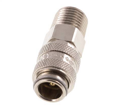 Nickel-plated Brass DN 5 Air Coupling Socket 1/4 inch Male NPT Double Shut-Off