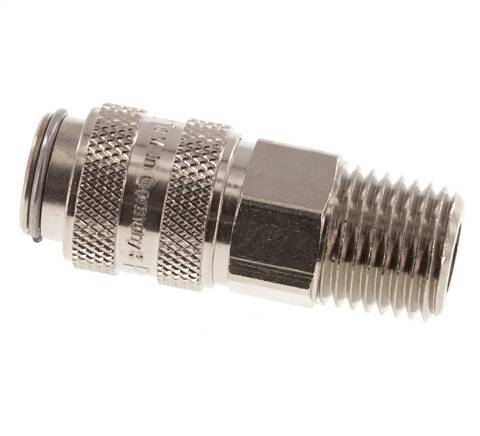 Nickel-plated Brass DN 5 Air Coupling Socket 1/4 inch Male NPT Double Shut-Off