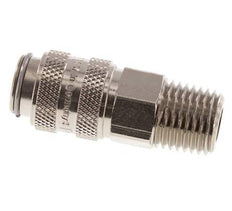 Nickel-plated Brass DN 5 Air Coupling Socket 1/4 inch Male NPT Double Shut-Off