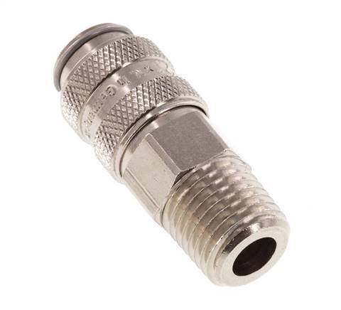Nickel-plated Brass DN 5 Air Coupling Socket 1/4 inch Male NPT Double Shut-Off