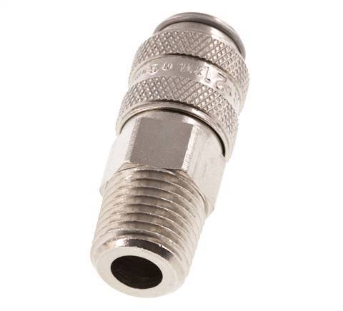 Nickel-plated Brass DN 5 Air Coupling Socket 1/4 inch Male NPT Double Shut-Off