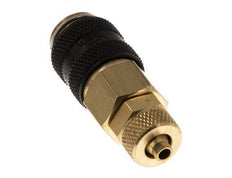 Brass DN 5 Black Air Coupling Socket 4x6 mm Union Nut Double Shut-Off