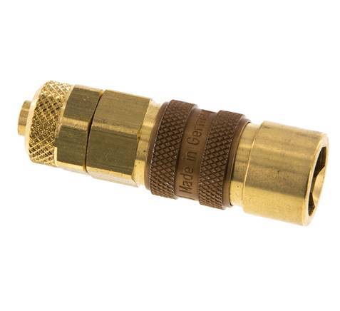Brass DN 5 Brown Air Coupling Socket 6x8 mm Union Nut