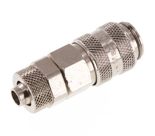 Nickel-plated Brass DN 5 Air Coupling Socket 6x8 mm Union Nut
