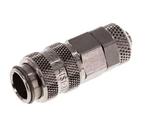 Stainless Steel 316L DN 5 Air Coupling Socket 6x8 mm Union Nut