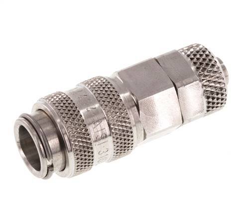 Stainless Steel 316L DN 5 Air Coupling Socket 6x8 mm Union Nut Double Shut-Off