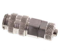 Stainless Steel 316L DN 5 Air Coupling Socket 6x8 mm Union Nut Double Shut-Off