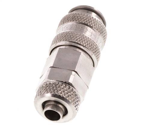 Stainless Steel 316L DN 5 Air Coupling Socket 6x8 mm Union Nut Double Shut-Off