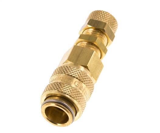 Brass DN 5 Air Coupling Socket 4x6 mm Union Nut Bulkhead