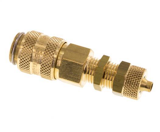 Brass DN 5 Air Coupling Socket 4x6 mm Union Nut Bulkhead