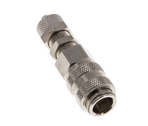 Nickel-plated Brass DN 5 Air Coupling Socket 4x6 mm Union Nut Bulkhead