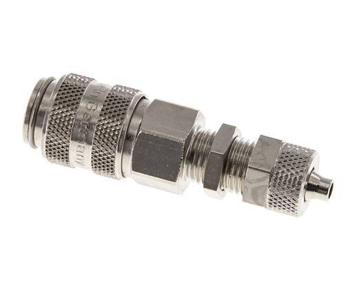 Nickel-plated Brass DN 5 Air Coupling Socket 4x6 mm Union Nut Bulkhead